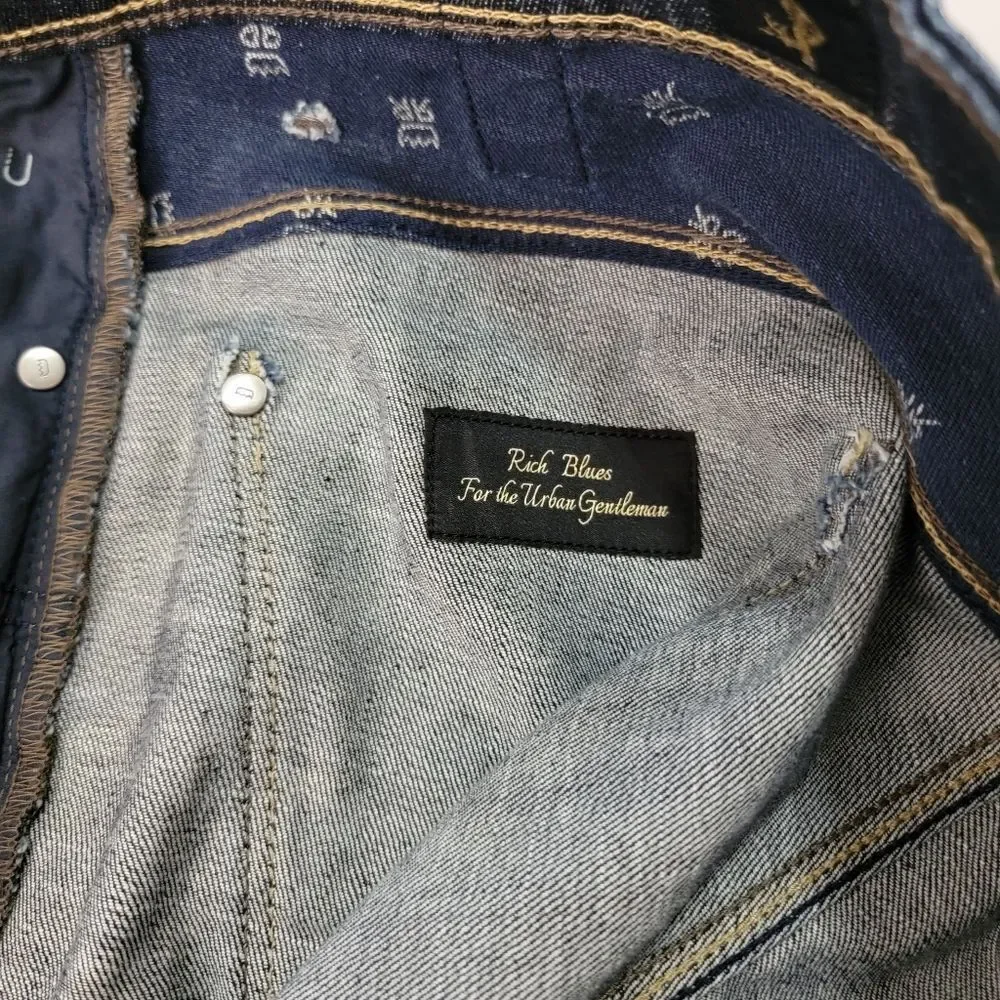 Rare Rabbit RR Be Rare MMXIV Skinny Straight Leg Dark Wash Jeans Mens 34 NWOT